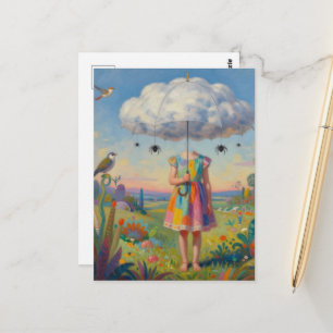 Carte Postale Sa tête était dans les nuages Art surréaliste colo