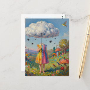 Carte Postale Sa tête était dans les nuages Art surréaliste colo