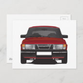 Carte Postale Saab 900 turbo (rouge) (Devant / Derrière)