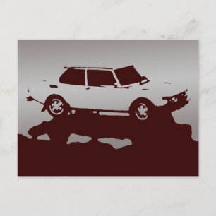 Carte postale Saab 99 Turbo - Argent dans le noir