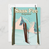 Carte Postale Saas Fee Ski affiche de voyage (Devant / Derrière)