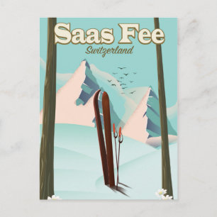 Carte Postale Saas Fee Ski affiche de voyage