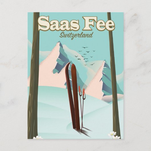 Carte Postale Saas Fee Ski affiche de voyage (Devant)
