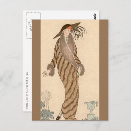 Carte Postale Sable Coat George Barbier (Devant / Derrière)