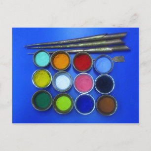 Carte Postale sable de couleur pour construire un mandala bouddh