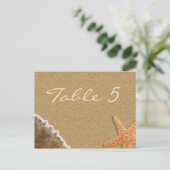 Carte Postale Sable et Shells Beach Thème Mariage Numéro de tabl (Debout devant)