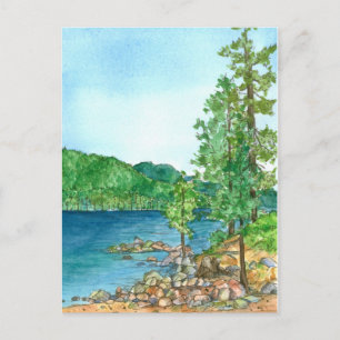 Carte Postale Sable Habor Lake Tahoe Aquarelle Peinture