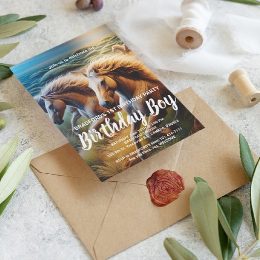 Carte Postale Sabots Tonnants : Un troupeau de chevaux en mouvem