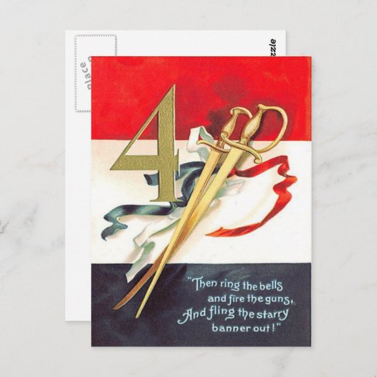 Carte Postale Sabre épée Rouge Bleu Blanc (Devant / Derrière)