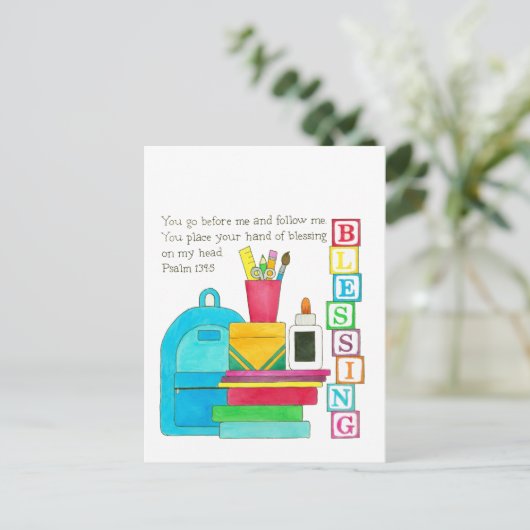 Carte Postale Sac à dos des bénédictions Retour à l'école (Debout devant)