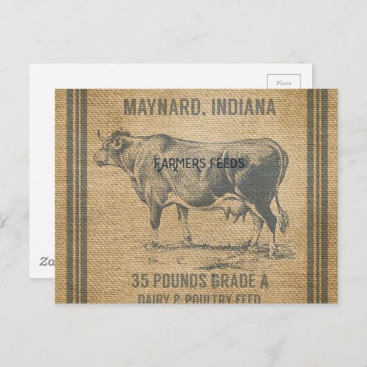 Carte Postale sac d'alimentation pour vache à brûler (Devant / Derrière)