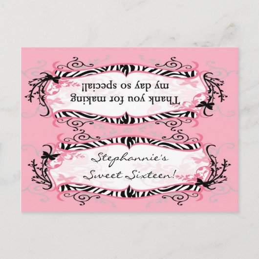 Carte Postale Sac de Goody Topper Girl Butterfly Zebra Imprimer  (Devant)