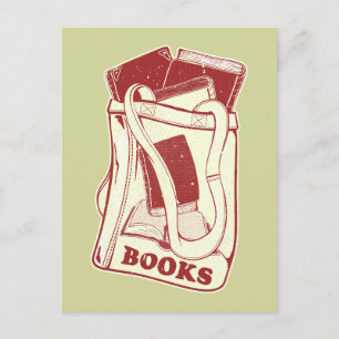 Carte Postale Sac de livres que j'aime lire