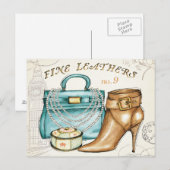 Carte Postale Sac en cuir fin et chaussure (Devant / Derrière)