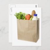 Carte Postale Sac en papier plein d'épicerie (Devant / Derrière)
