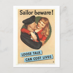 Carte Postale Sachez-vous ! Temps de guerre Vintage de Love Talk