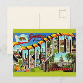 Carte Postale Sacramento CA Couleurs Rétro (Devant / Derrière)