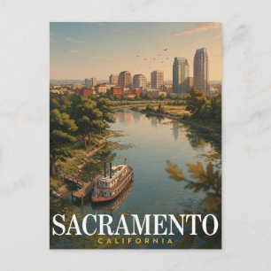 Carte Postale Sacramento Californie Rivière Scénique Skyline Art