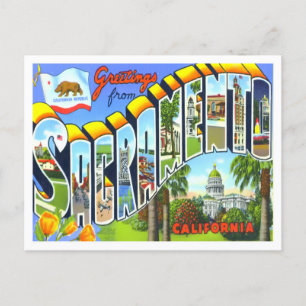 Carte Postale Sacramento, Californie Vintage Big Letters