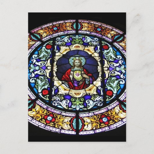 Carte Postale Sacré Coeur de Jésus Vitrail (Devant)
