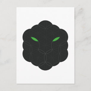 Carte Postale Sacré Jaguar - Visage de la Vie, Noir.