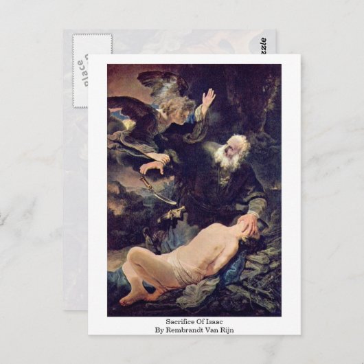 Carte Postale Sacrifice D'Isaac Par Rembrandt Van Rijn (Devant / Derrière)