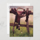 Carte Postale Saddle et Lasso sur la clôture (Devant / Derrière)