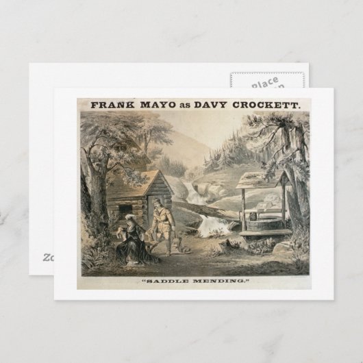 Carte Postale 'Saddle Mending', affiche pour 'Davy Crockett' (Devant / Derrière)