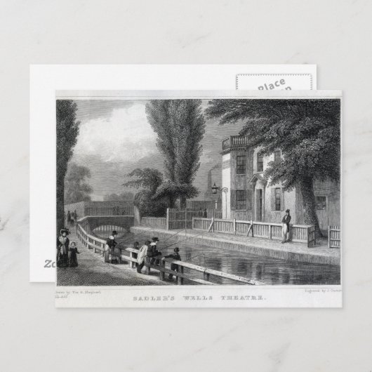 Carte Postale Sadler's Wells Theatre, gravé par J. Garner (Devant / Derrière)