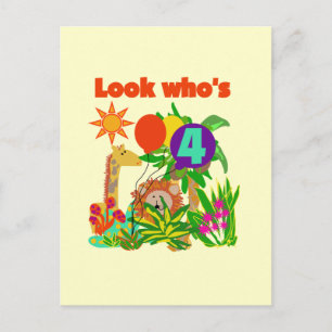 Carte Postale Safari 4e anniversaire Tshirts et cadeaux
