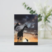 Carte Postale safari au coucher du soleil girafe sauvage silhoue (Debout devant)