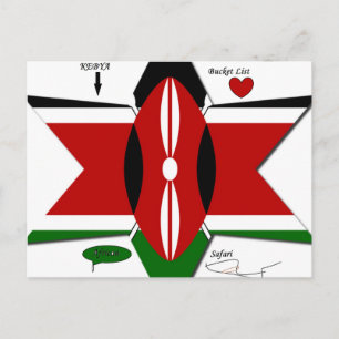 Carte Postale Safari Drapeau Kenyan Conception : Liste de seaux