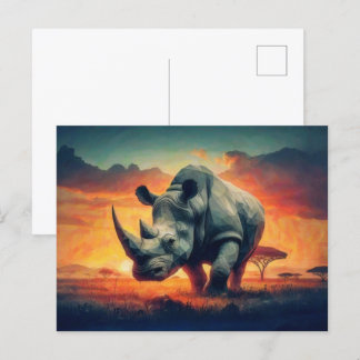 Carte Postale Safari Sunset Rhino