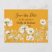 Carte Postale Saffron Yellow, Daisy Floral Wedding Save the Date (Devant)