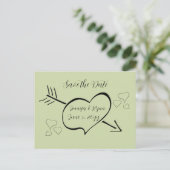 Carte Postale Sage Green Coeurs de calligraphie fantaisie Enregi (Debout devant)