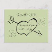 Carte Postale Sage Green Coeurs de calligraphie fantaisie Enregi (Devant)