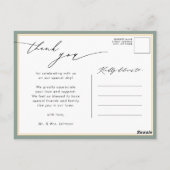 Carte Postale Sage Green Élégant Script Mariage moderne Merci (Dos)