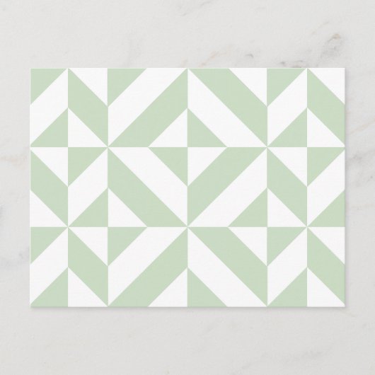 Carte Postale Sage Green Geometric Deco Cube Pattern (Devant)