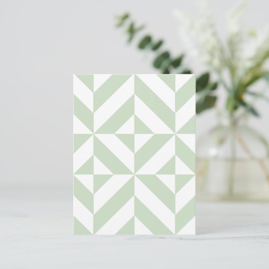 Carte Postale Sage Green Geometric Deco Cube Pattern (Debout devant)