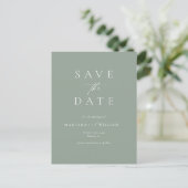 Carte Postale Sage Green Mariage Élégant Enregistrer La Date (Debout devant)