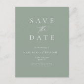 Carte Postale Sage Green Mariage Élégant Enregistrer La Date (Devant)