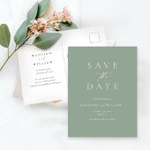 Carte Postale Sage Green Mariage Moderne Enregistrer La Date