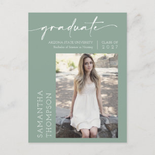 Carte Postale Sage Green Minimaliste Script Elle L'A Fait Photo