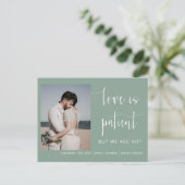 Carte Postale Sage Green Moderne Script Minimal Elopement Photo (Debout devant)