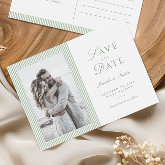 Carte Postale Sage Green Photo Enregistrer la Date