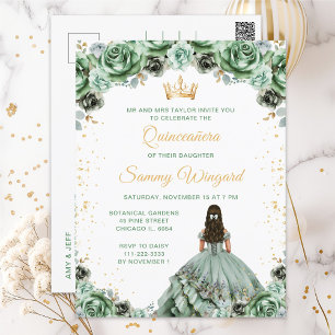 Carte Postale Sage Green Princess Floral Quinceañera