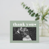 Carte Postale Sage Green Retro Bold Typographie Mariage Merci (Debout devant)