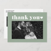 Carte Postale Sage Green Retro Bold Typographie Mariage Merci (Devant / Derrière)