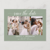 Carte Postale Sage Green Save the Date 4 Photo Modern (Devant)