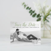 Carte Postale Sage green script mariage Enregistrer la photo Dat (Debout devant)